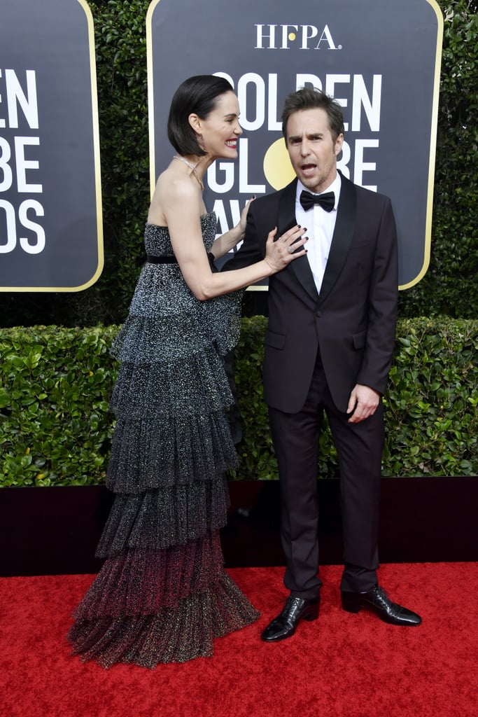 Leslie Bibb and Sam Rockwell at the 2020 Golden Globes