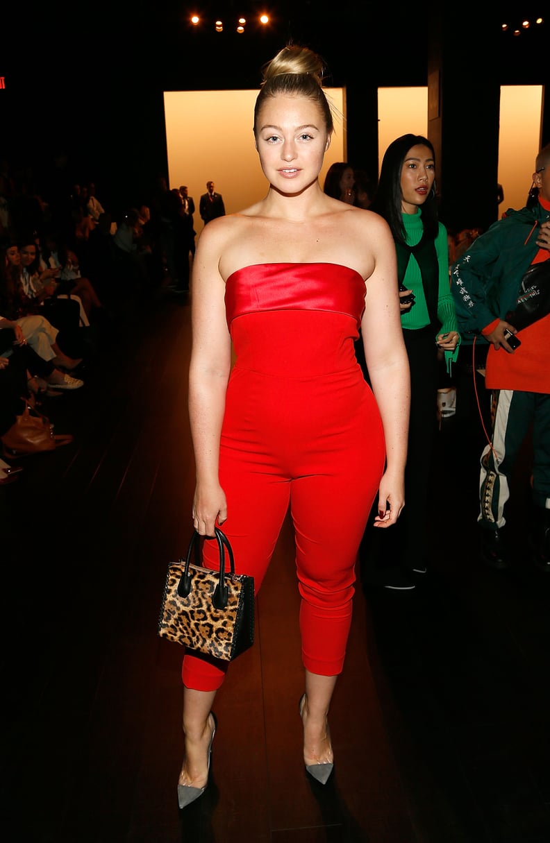 Attending the Badgley Mischka Show Wearing a Red Mestiza NY Jumpsuit