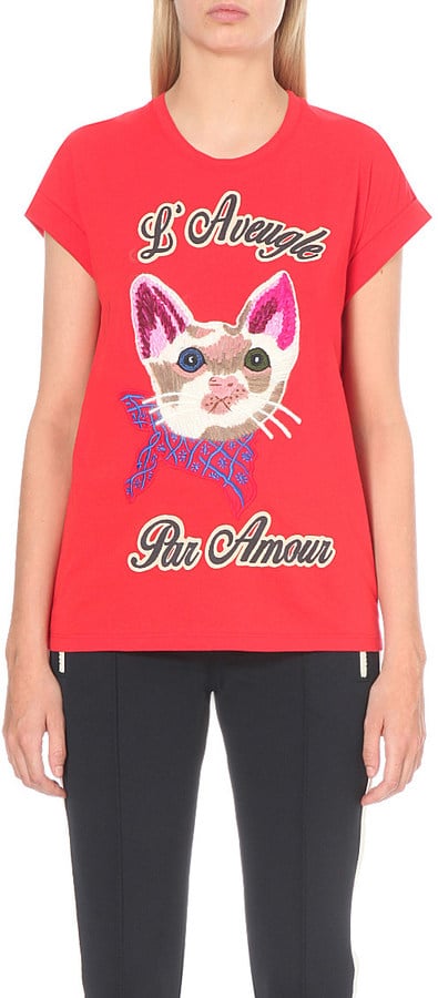 Gucci Cat embroidered cotton-jersey t-shirt ($775)