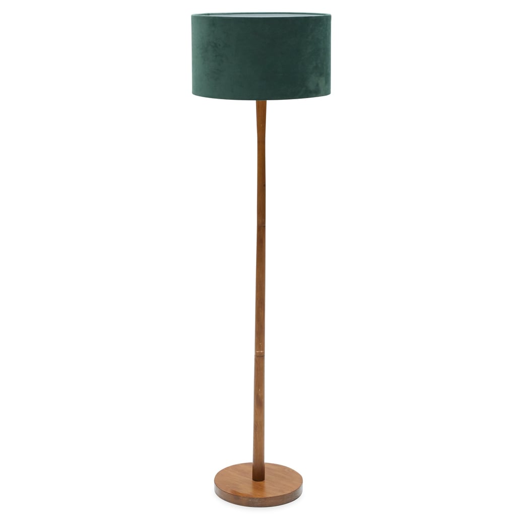 Wood Floor Lamp With Green Velvet Shade Drew Barrymore Flower Home at