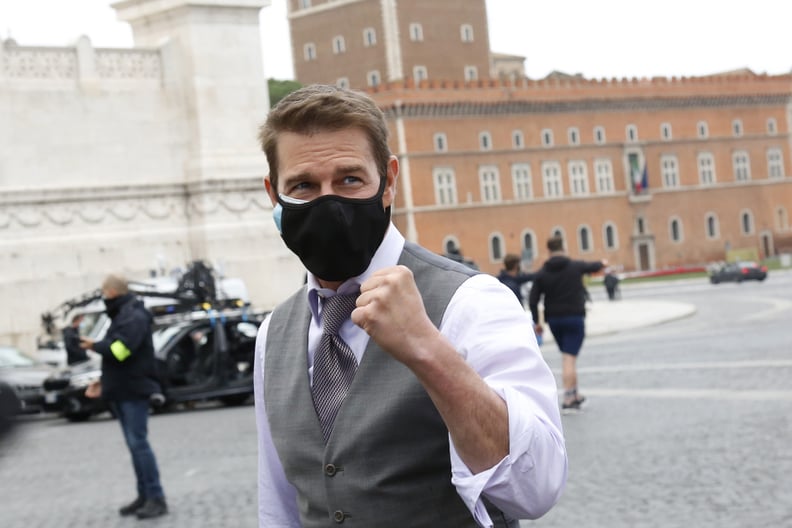 Actor Tom Cruise talking and making selfie with his fans during a pause on the set of the film Mission Impossible 7 in Piazza Venezia, just in front of the Victor Emmanuel II Monument (Tomb of the Unknown Soldier). Rome (Italy), November 29th 2020 (Photo 