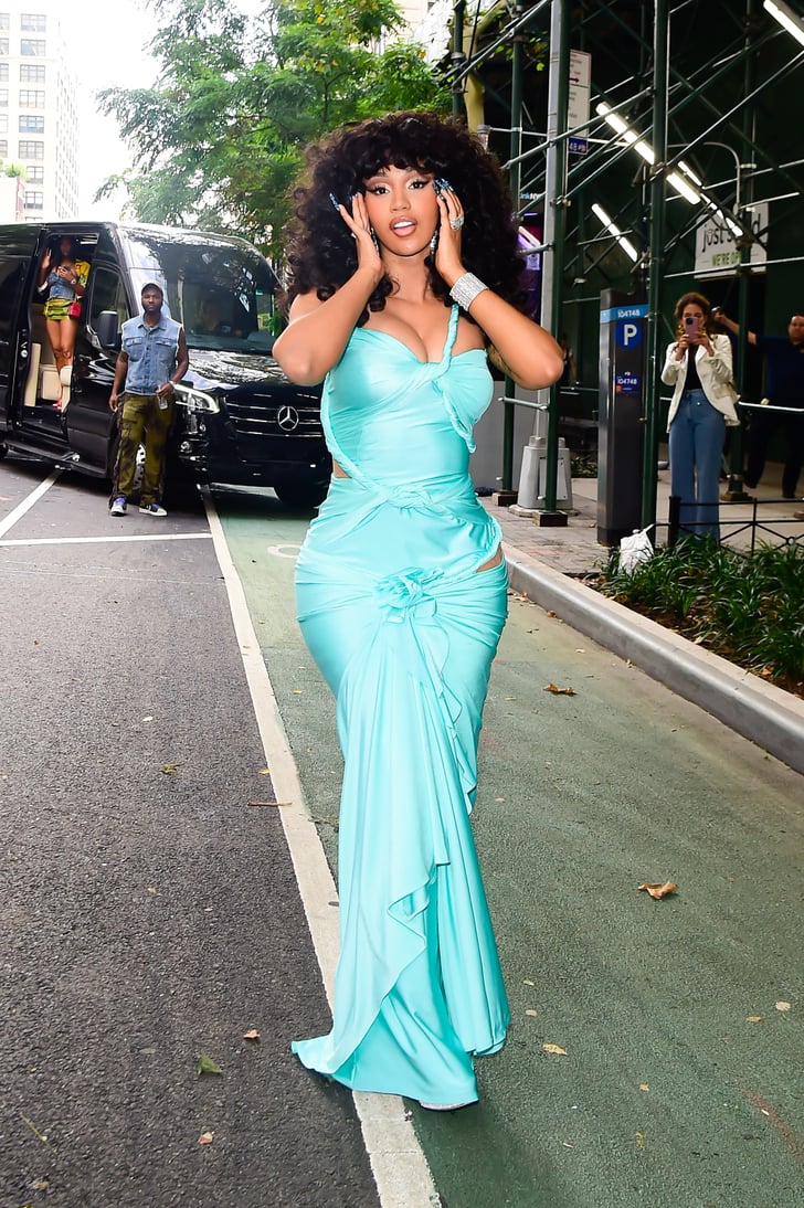 Cardi B s Turquoise Cutout Dress on Watch What Happens Live