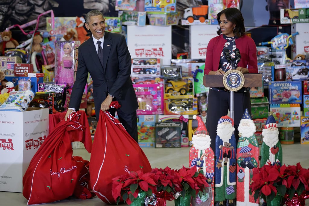 Obamas at the Marine Corps Toys For Tots Event 2014
