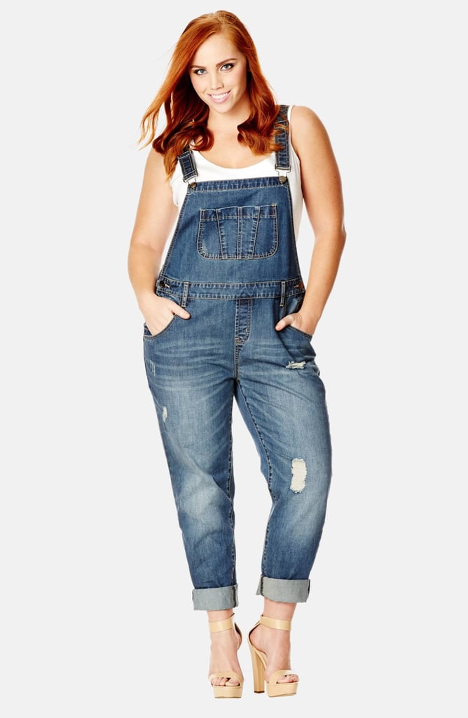 City Chic 'Over It All' Distressed Denim Overalls