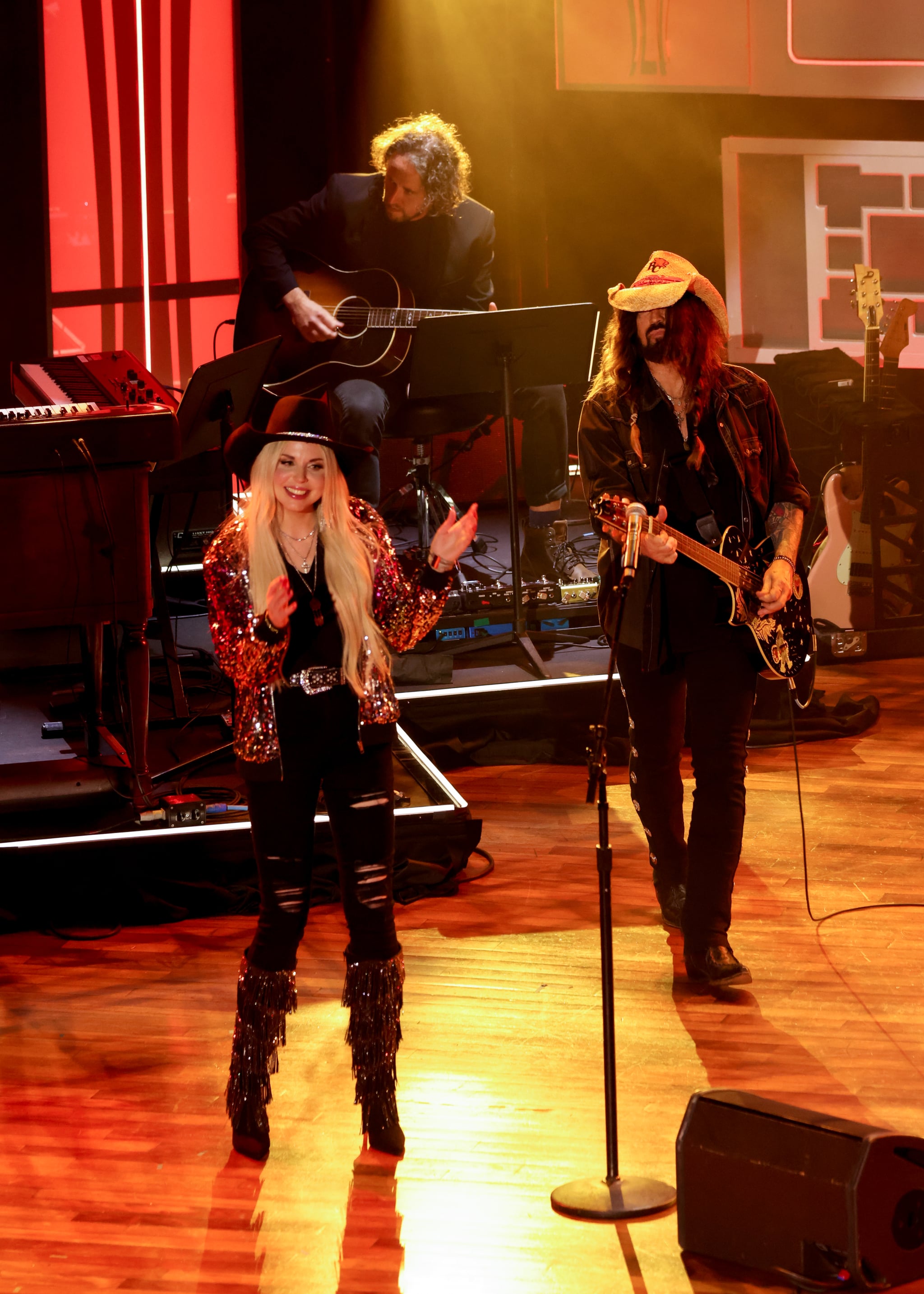 FIREROSE and Billy Ray Cyrus perform onstage at the 16th Annual Academy of Country Music Honours at Ryman Auditorium on August 23, 2023 in Nashville, Tennessee. (Photo by Maggie Friedman/Variety via Getty Images)