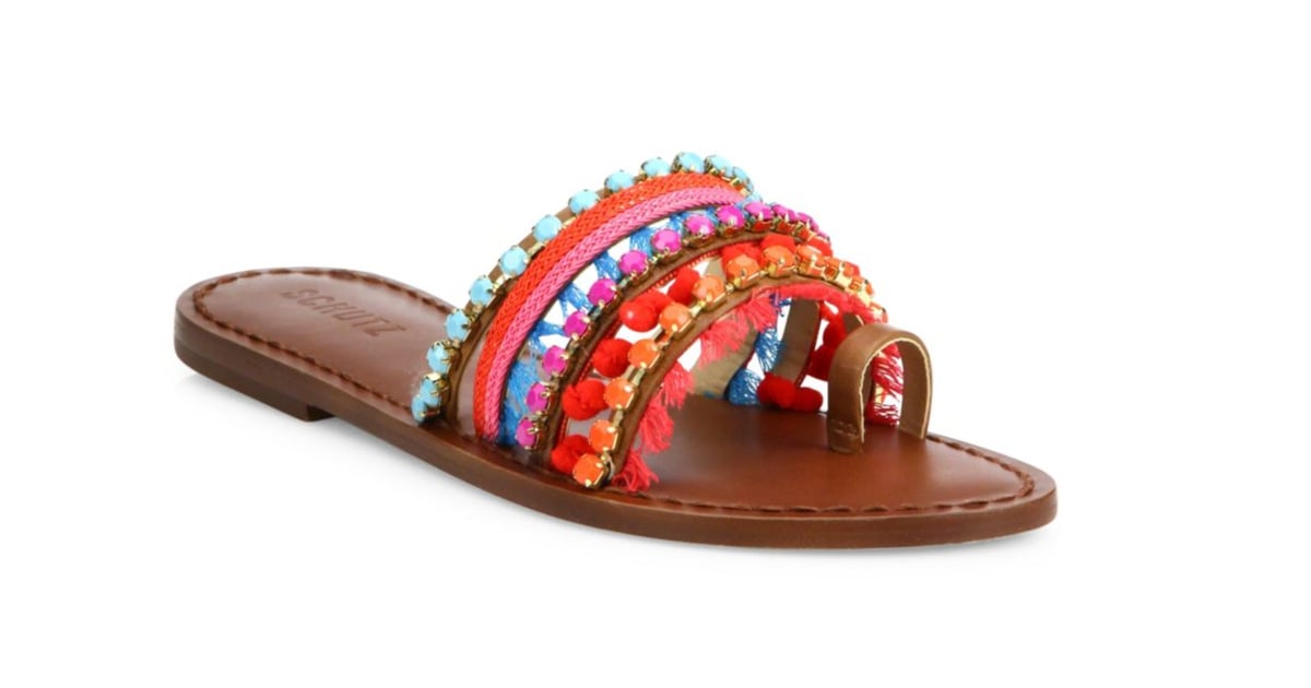 Schutz Estelen Jeweled Leather Slides ($170) | Slide Sandals Shopping ...