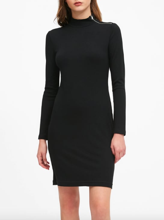 Turtleneck RibbedKnit Dress With Zipper These Banana Republic