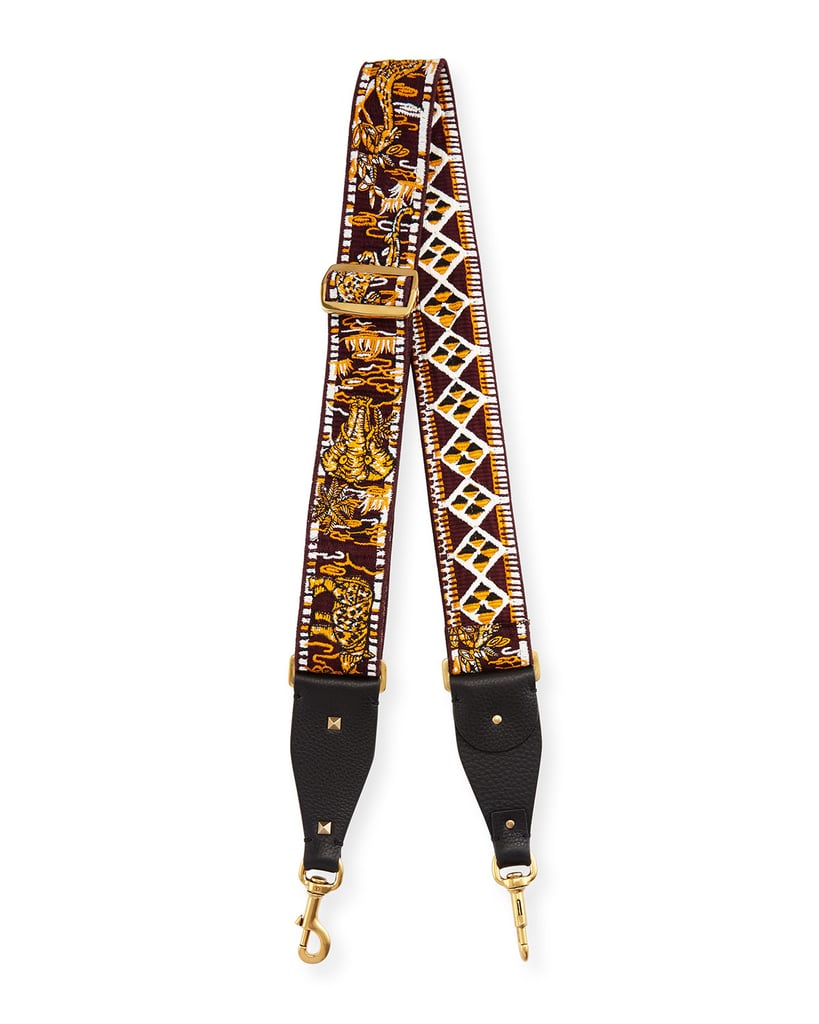 Valentino Animal-Embroidered Guitar Strap for Handbag, Bordeaux ($1,125)
