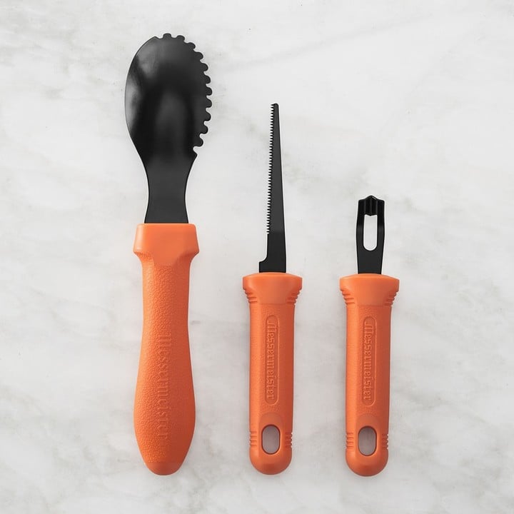 Messermeister 3-Piece Pumpkin Carving Kit - Stainless Steel Carving Tools With Scraper, Saw & Etcher