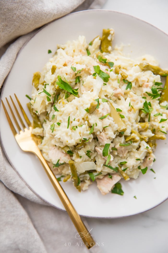 Cauliflower Risotto with Chicken and Asparagus