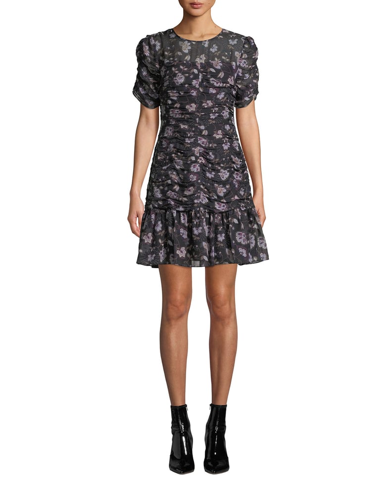 Shoshanna Kayleigh Floral Silk Ruched Dress