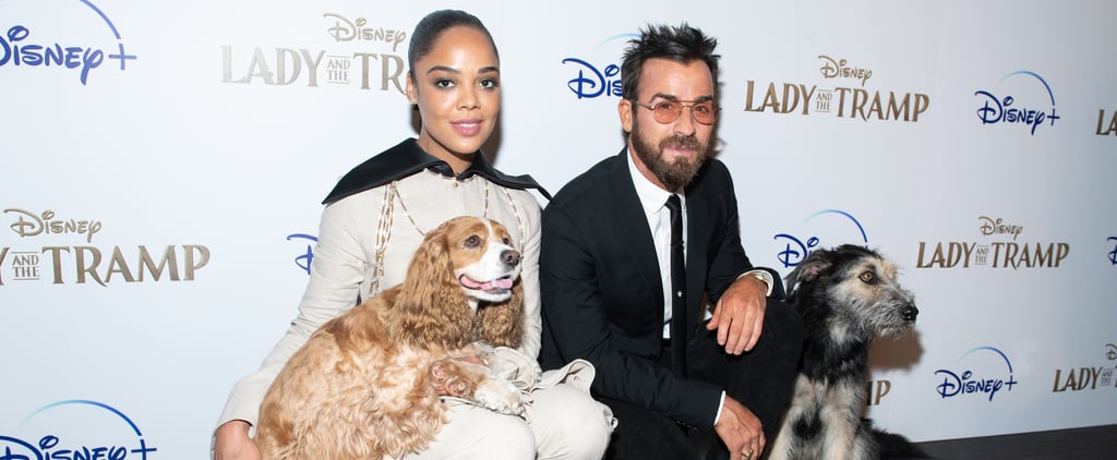Tessa Thompson and Justin Theroux With Dogs at Screening