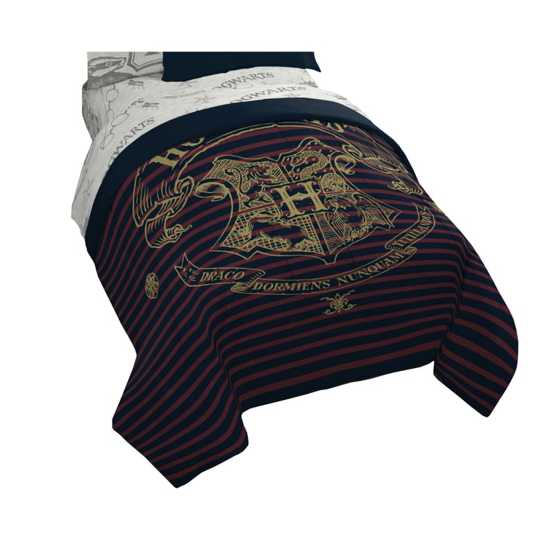 Spellbound Hogwarts Emblem Reversible Comforter With Gold Foil Design by Harry Potter