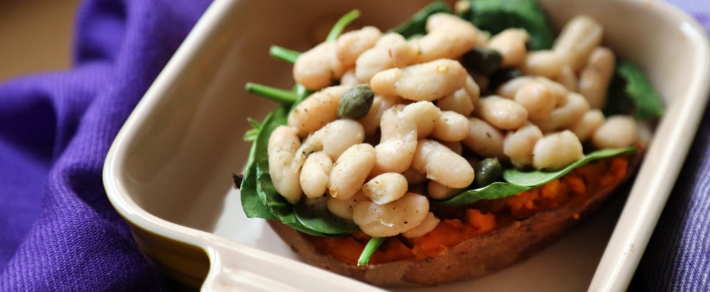 Bean and Spinach Stuffed Sweet Potato