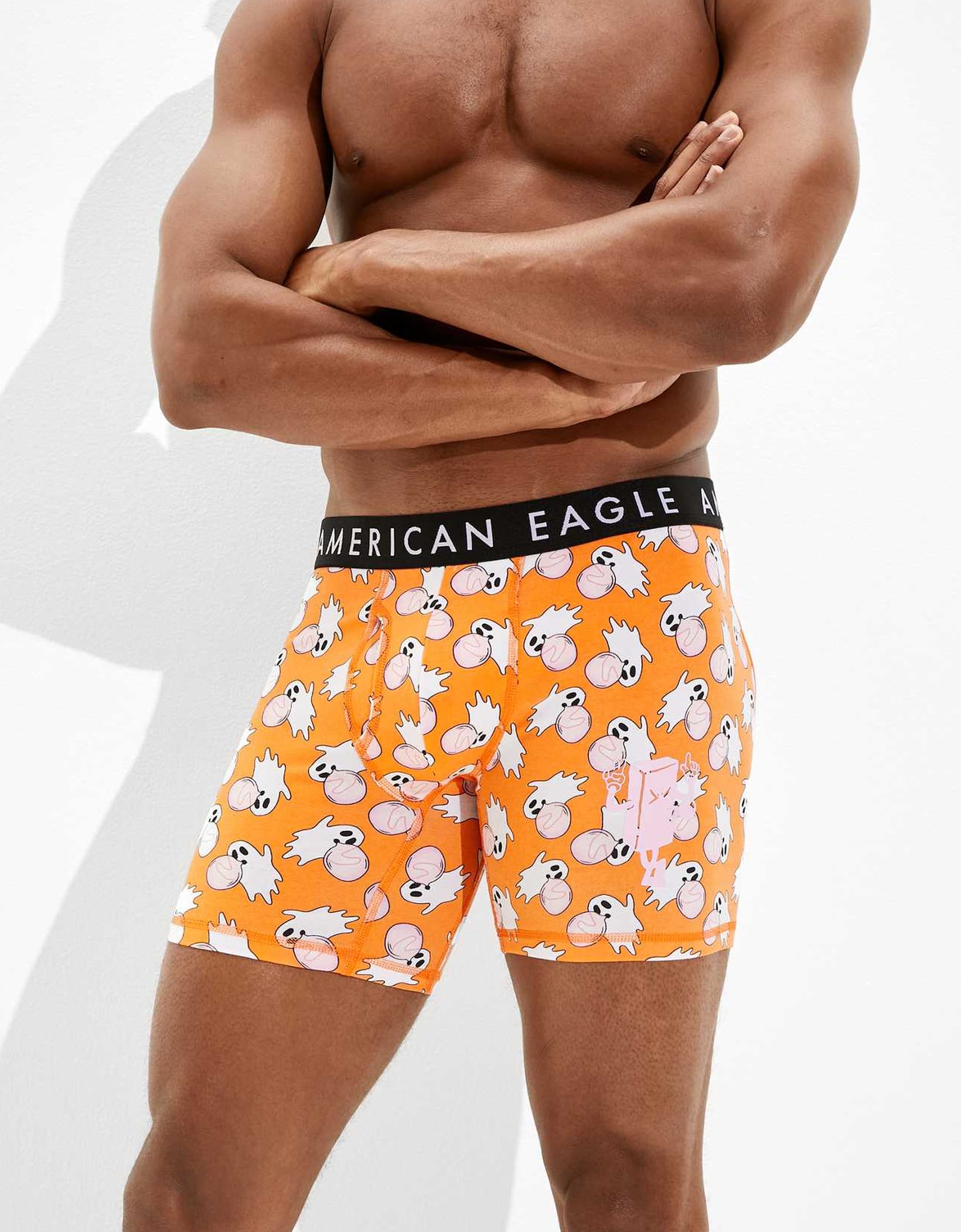 NEW AMERICAN EAGLE OUTFITTERS ORANGE BLACK EAGLE BOXER MEN EXTRA SMALL