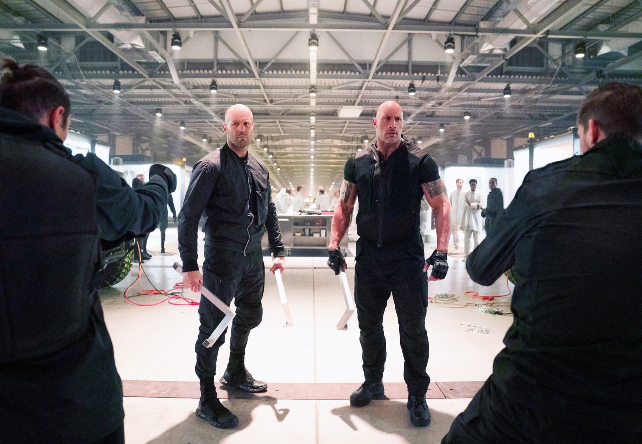 FAST & FURIOUS PRESENTS: HOBBS & SHAW, left to right: Jason Statham, Dwayne Johnson,  2019. ph: Daniel Smith /  Universal / Courtesy Everett Collection