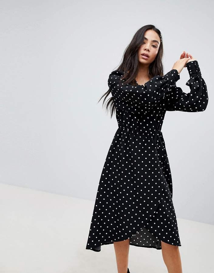 Monki Polka Dot Wrap Front Dress