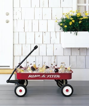 A Red Wagon as an Ice Bucket