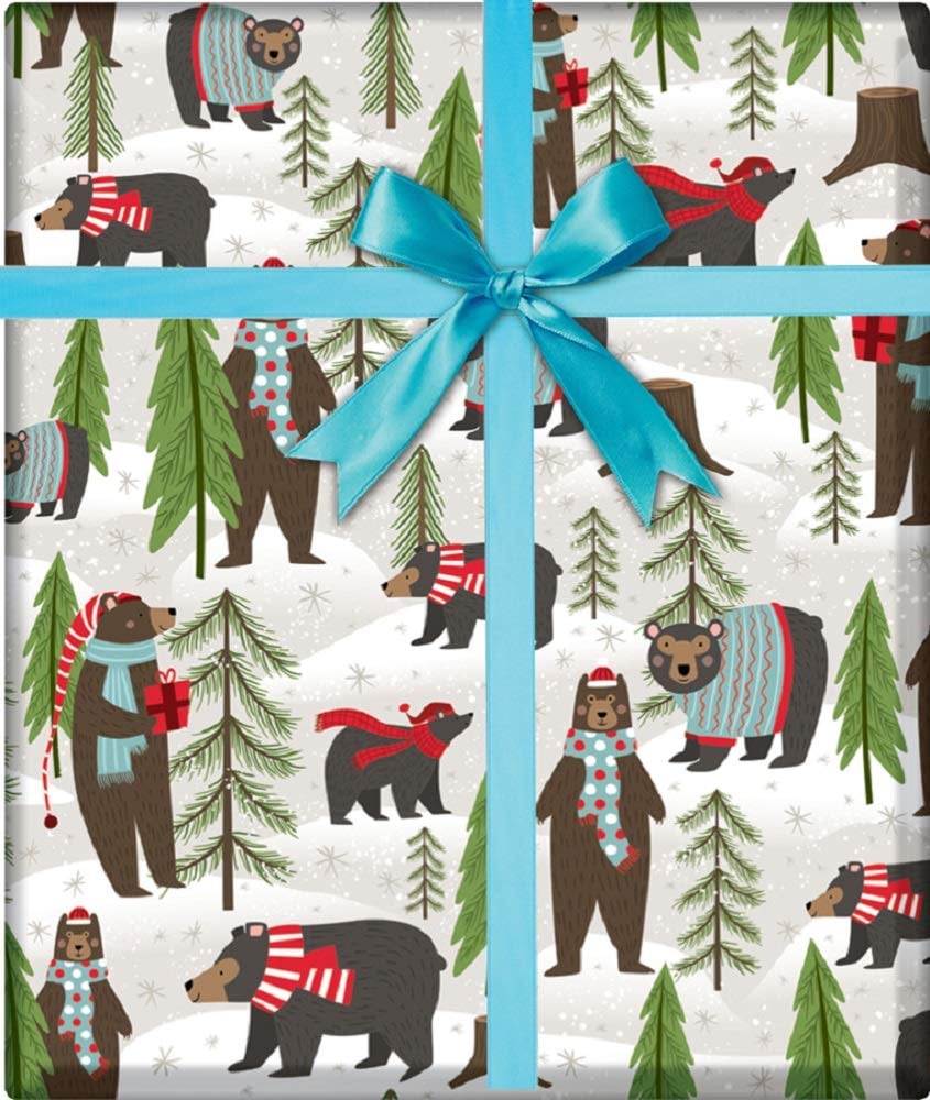 Bear Wrapping Paper
 Woodland Winter Bear Holiday Gift Wrapping Paper