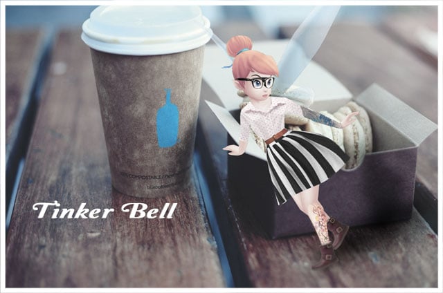Hipster Tinkerbell doesn't let her small stature get in the way of macarons and Blue Bottle coffee. 
Source: Rijan