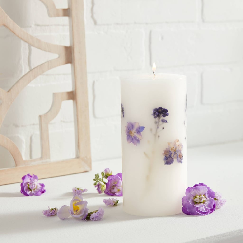 A Decorative Pillar Candle: Threshold Botanical Pillar Candle Wild Violet and Sweetgrass