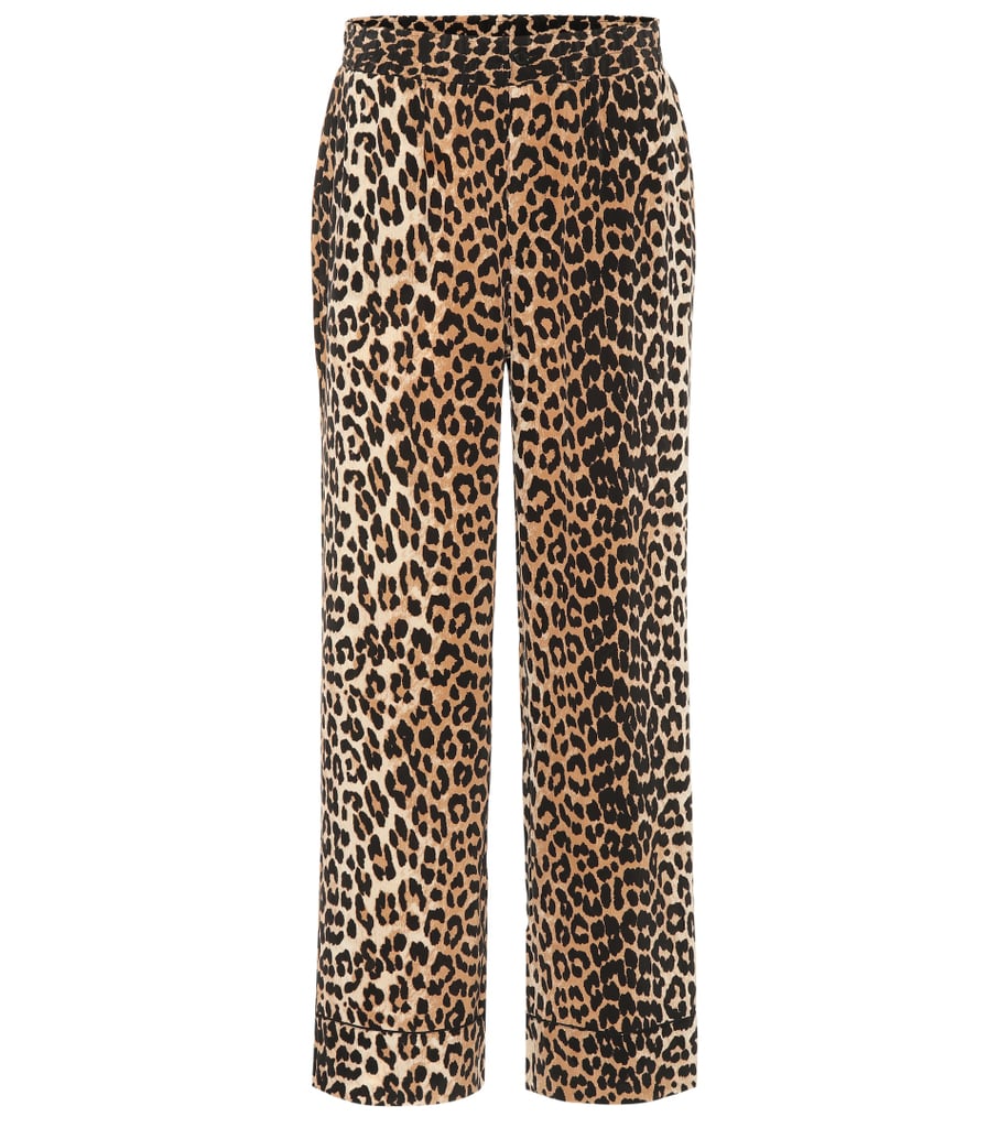 Ganni Fayette Leopard-Printed Silk Trousers