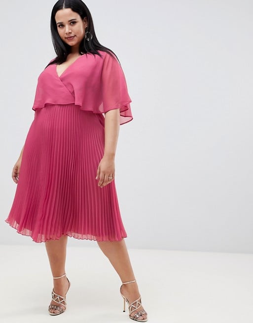 ASOS Design Curve Flutter Sleeve Midi Dress with Pleat Skirt
