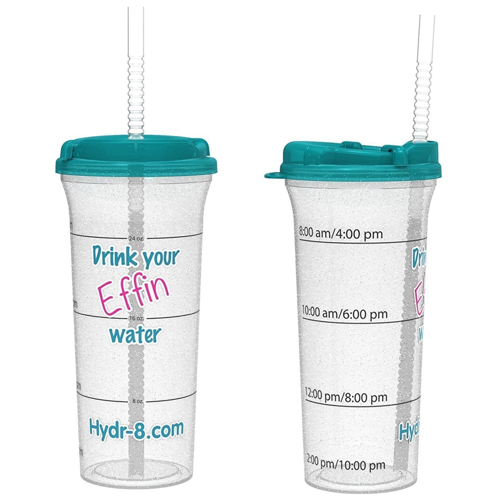 Drink your Effin Water 32oz Time Marked Water Bottle Blue - Hydr-8