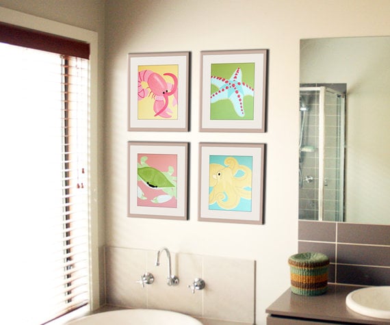 Set of Four Underwater Creature Prints