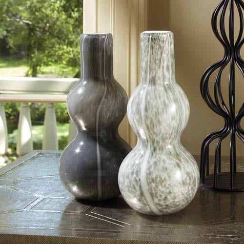 Bonnie: Global Views Two Bubble Light Gray Vase