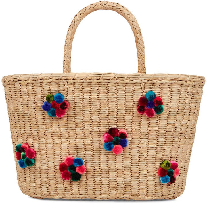 Nannacay Natural Straw Margarida Pom Pom Tote