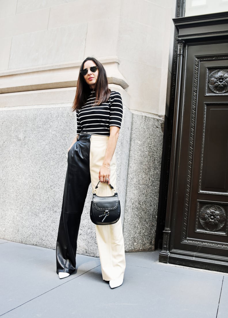 Easy Outfit Ideas: Leather Pants, a Striped Top, and Boots