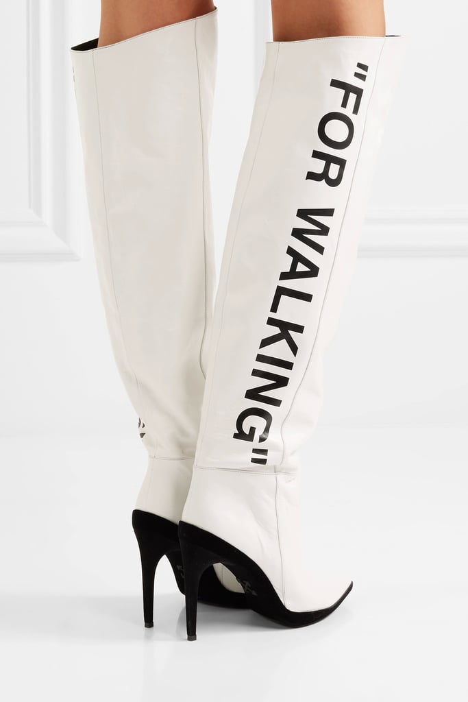 Off-White For Walking Printed Leather Over-the-Knee Boots