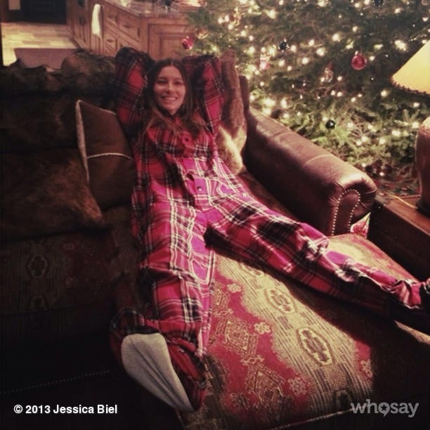 In 2013, Jessica Biel looked like she was quite comfortable in her flannel pajamas.