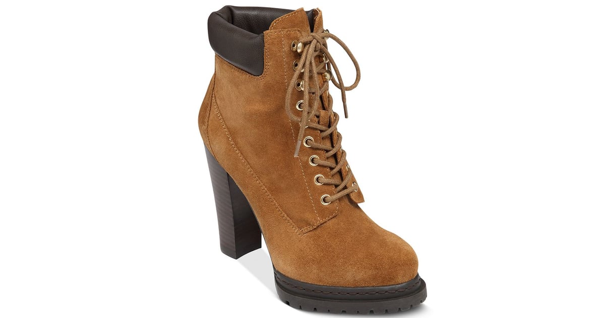 high heeled combat booties