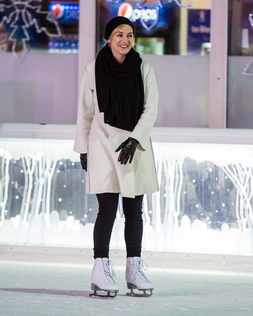 Kate Winslet Ice-Skating on Movie Set Photos February 2016