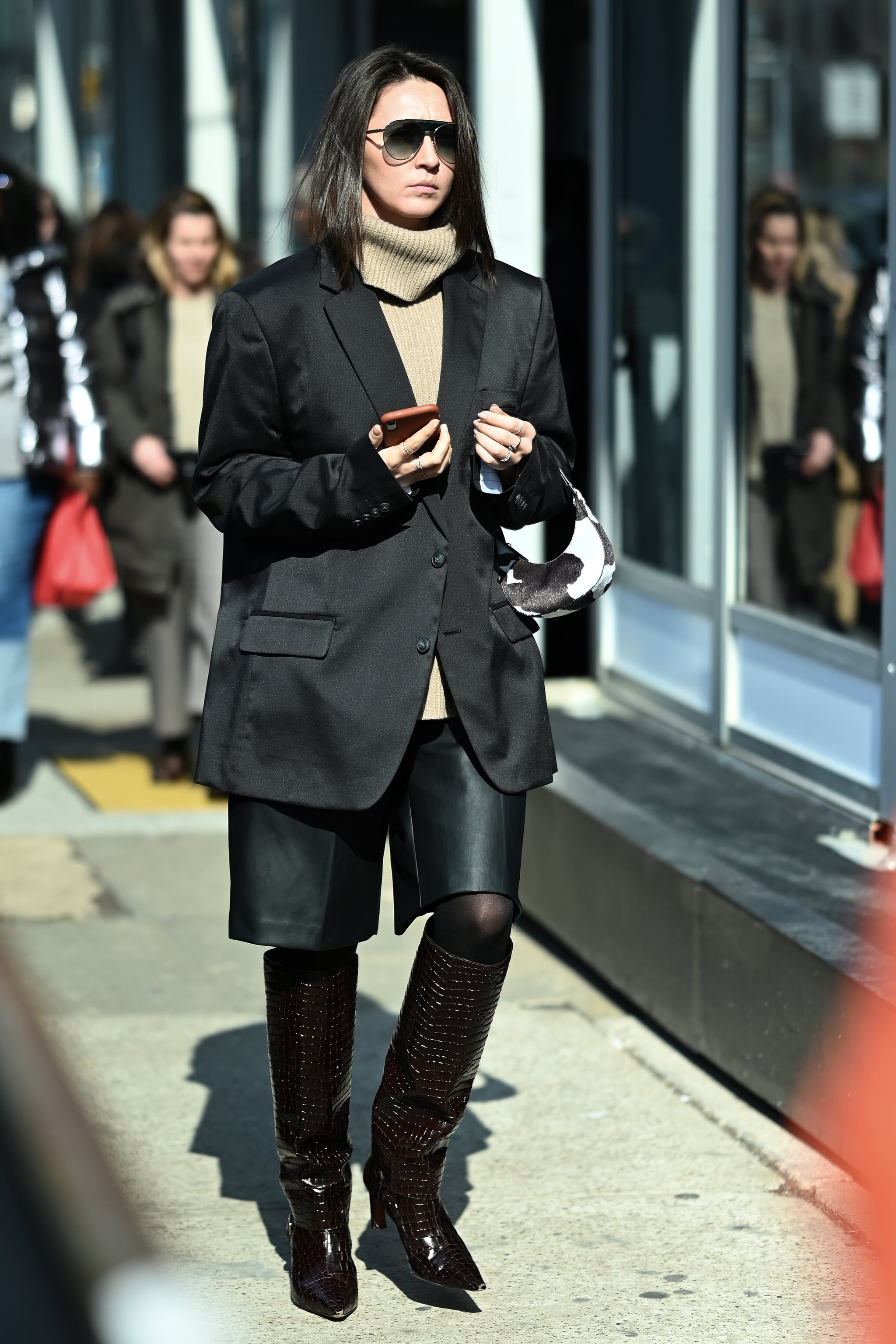 knee high boots and shorts