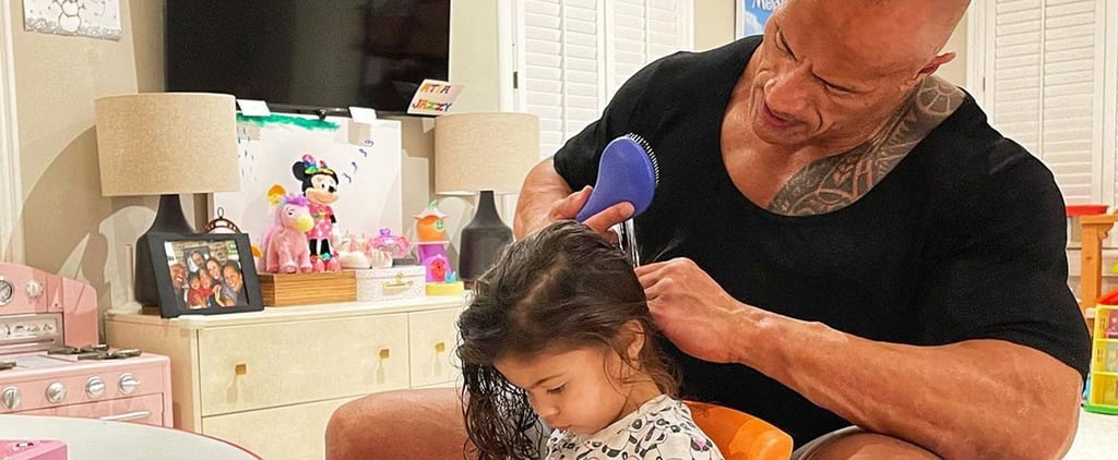 Dwayne Johnson Shares Post Brushing His Daughter's Hair