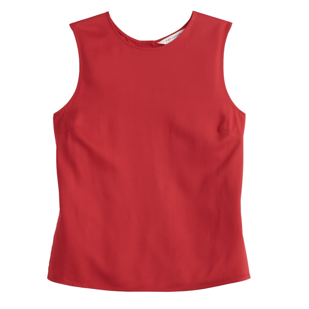 Silky Button Back Shell in True Red