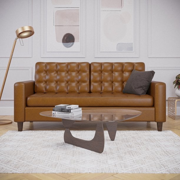 Best Tufted Sofa: Mayview Upholstered Square Arm Sofa With Buttonless Tufting
