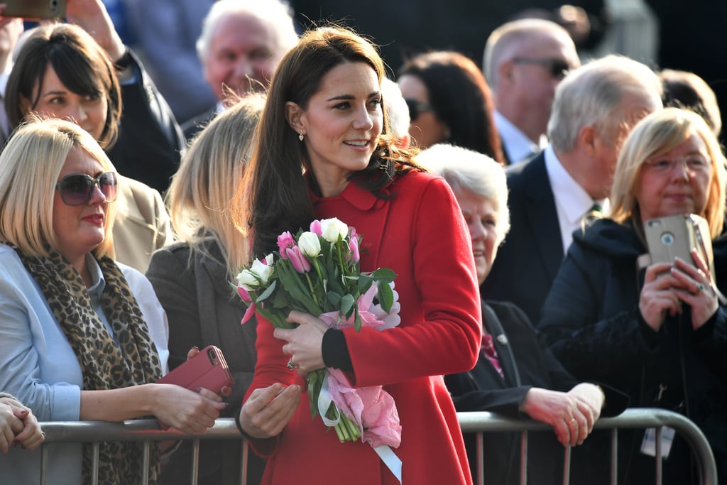 Kate Middleton Red Carolina Herrera Coat February 2019