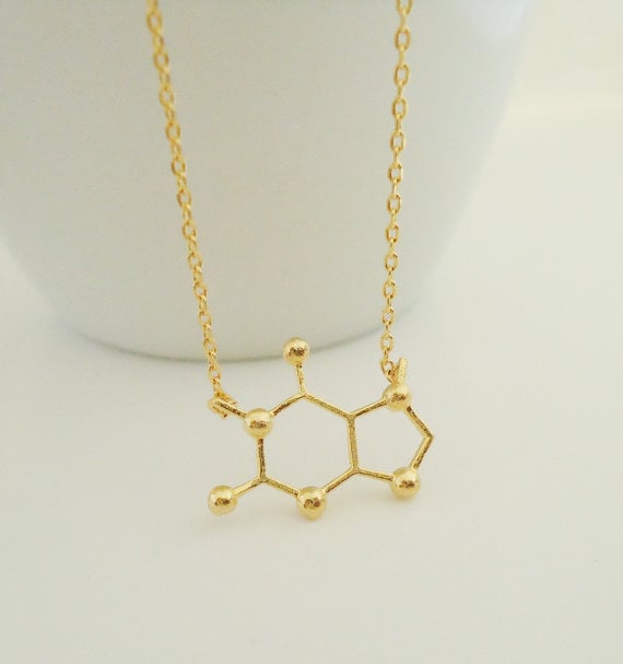 gold-plated molecular structure necklace