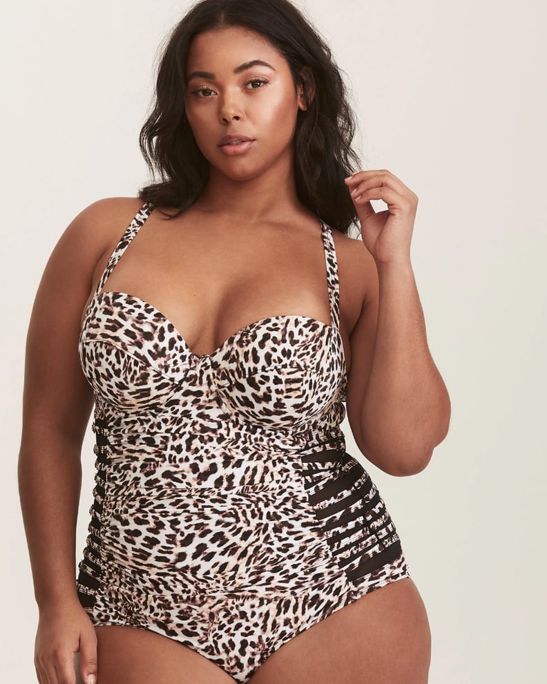 Torrid Leopard Print Mesh Inset One-Piece Swimsuit