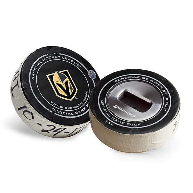 Game-Used Hockey Puck Bottle Opener