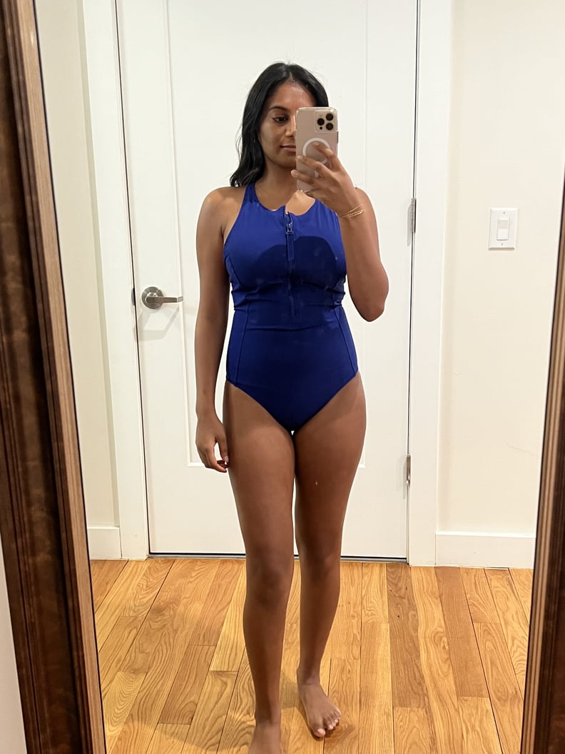 Fabletics Admiral Blue High Tide Zip-Front One-Piece Swimsuit
