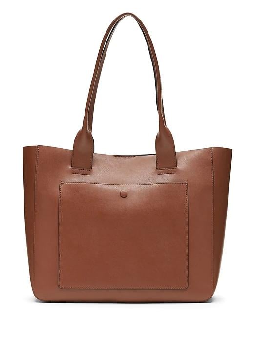 Leather Large East-West Tote