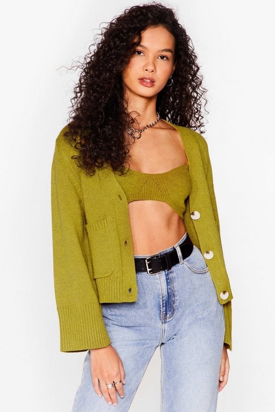 Nasty Gal Strike a Match Knit Crop-Top and Cardigan Set