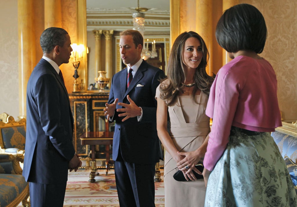 President Obama and First Lady Michelle Obama met with the Duke and Duchess of Cambridge at Buckingham Palace in May 2011.