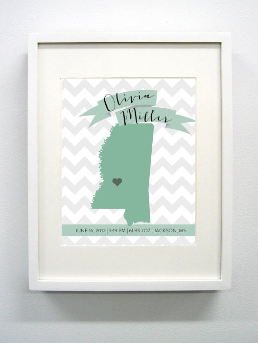 personalized state map print