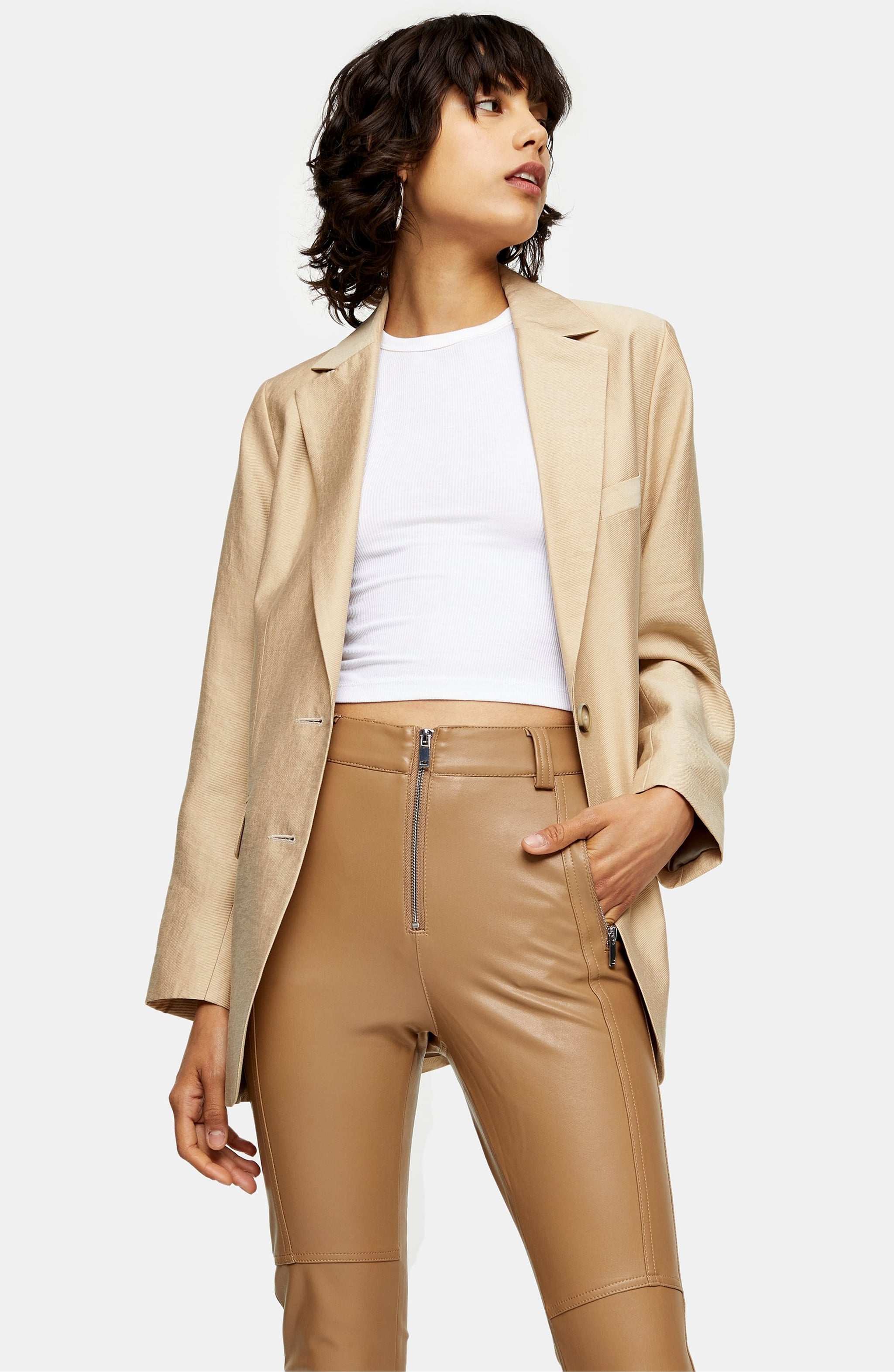 TopShop Side-Zip Leather Pants for Women